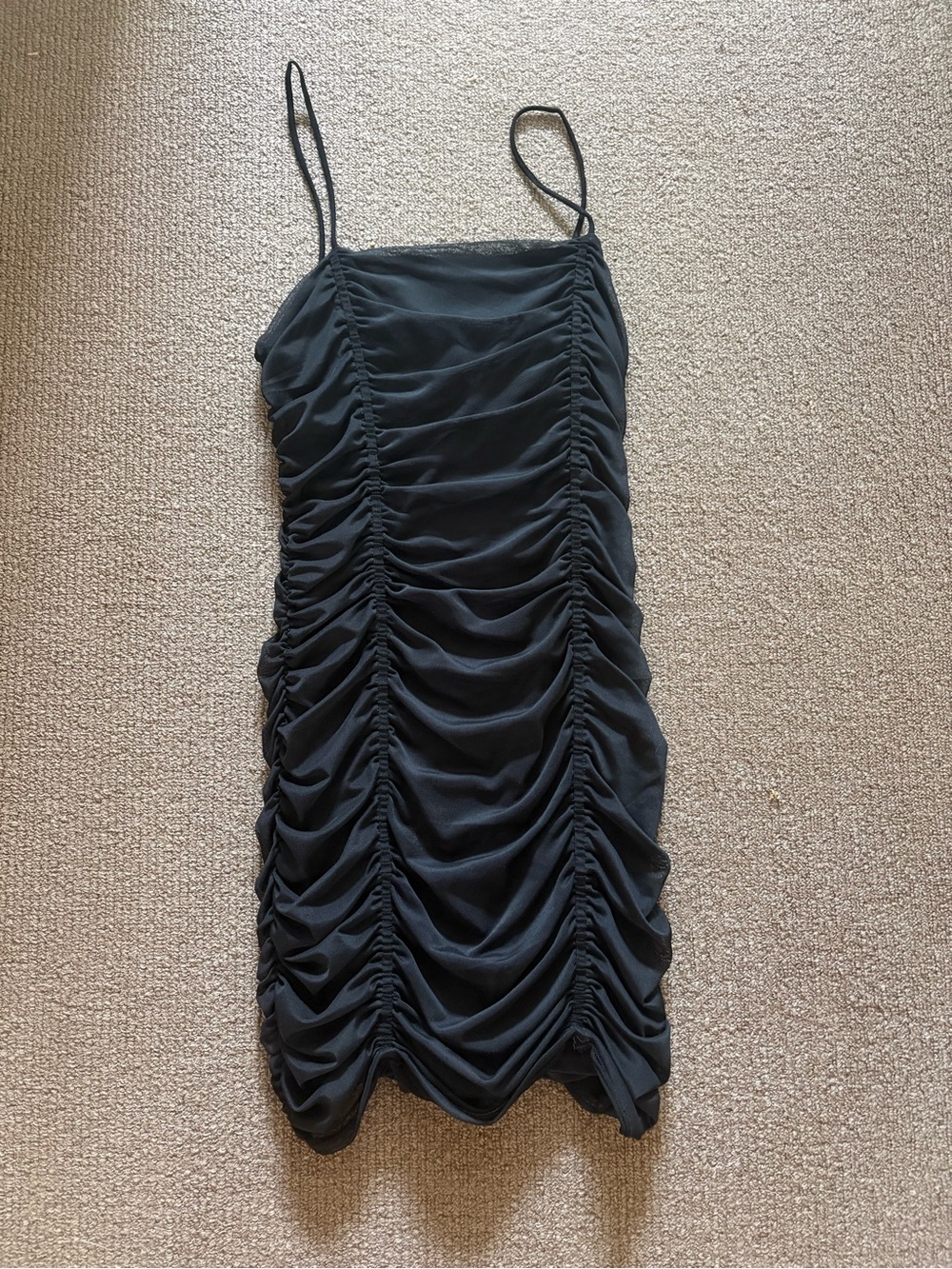 Urban Outfitters Black Ruched Mini Slip Dress